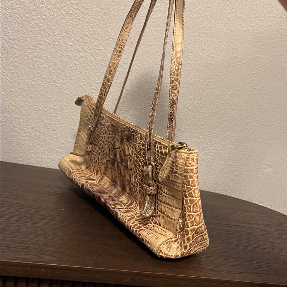 Brahmin Croc-Embossed Metallic Gold Shoulder Bag - Picture 3 of 8